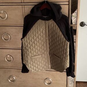 Central Park West Black and olive green Quilted jacket, size M